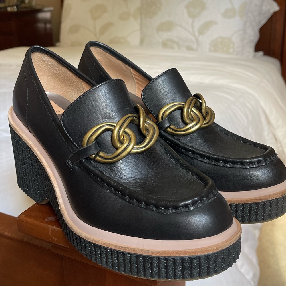 Dolce Vita Brenan Slip On Loafer Pumps, Black Wedge Size: 8.5